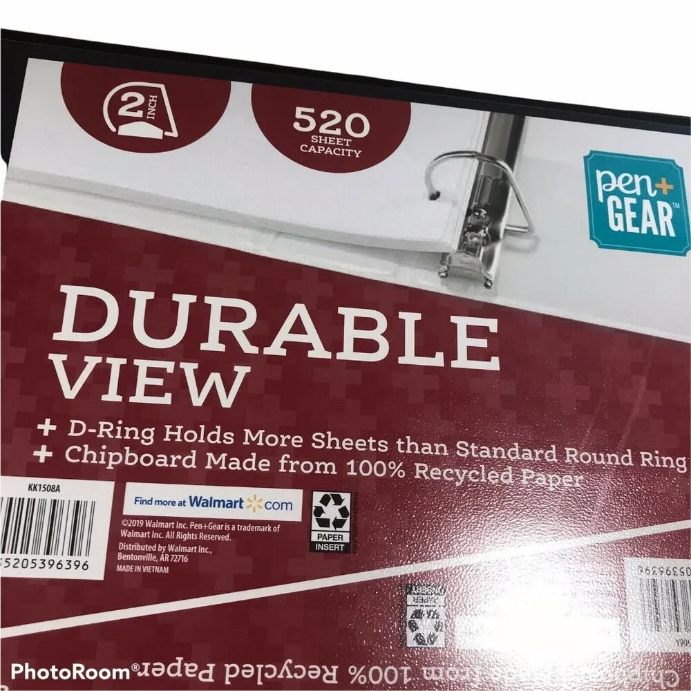 Pen And Gear Durable View Three Ring 2” Black Binder 520 Sheet Capacity New